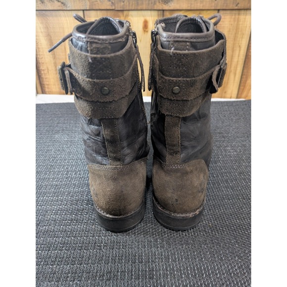UGG Boots Womens Size 10 Brown Leather Lace Up Combat Mid Calf Buckle 1007672 - Picture 6 of 9